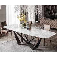 2018 Modern and top quality marble table set with iron stand for dinning room furniture