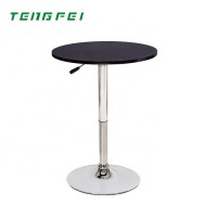 Modern bar furniture chromed steel base adjustable height bar table wooden